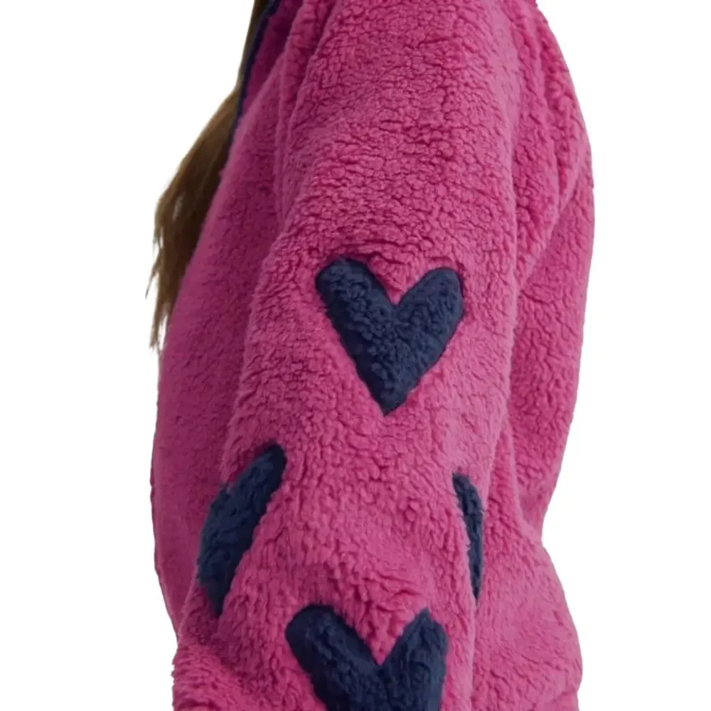 Splendid Girl's Jacket Fleece Zip Up Pink with Blue Hearts Size 4T